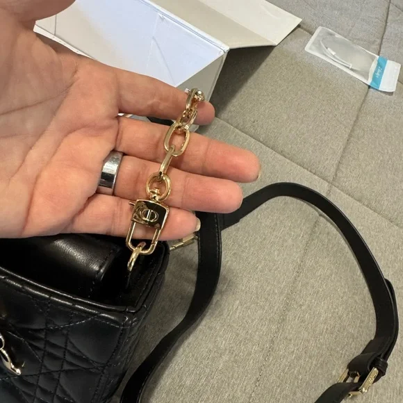 Dior Black and Gold Quilted Shoulder COPY BAG - Picture 2 of 6